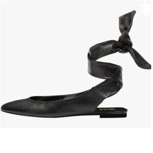 miss left Black Rounded Toe Ballet Flats Lace Up Strappy Ballerina Shoes